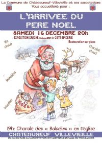 Arrivée du père Noël. Le samedi 16 décembre 2017 à châteauneuf-villevieille. Alpes-Maritimes. 